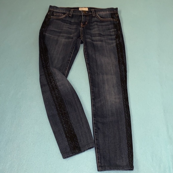 CURRENT/ELLIOT The rolled skinny loved tux black lace blue denim NEW size 27 - Picture 4 of 15